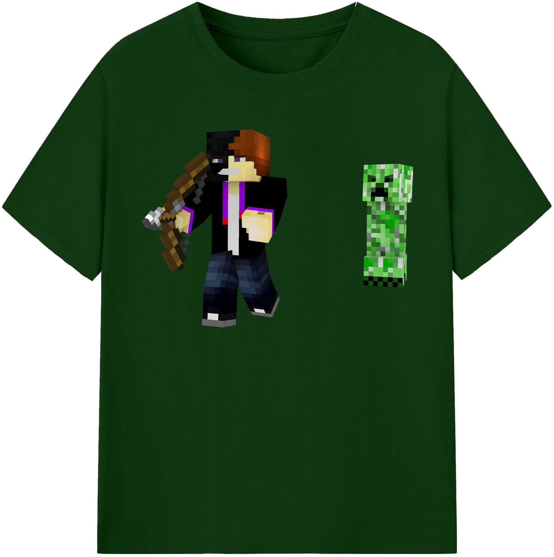 （画像用） マインクラフト ブロックの世界 Minecraft MC Block world 綿100％半袖Tシャツ（フロントプリント）